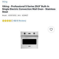 Viking - Professional 5 Series 29.9" Built-In Single Electric Convection Wall Oven - Stainless Steel