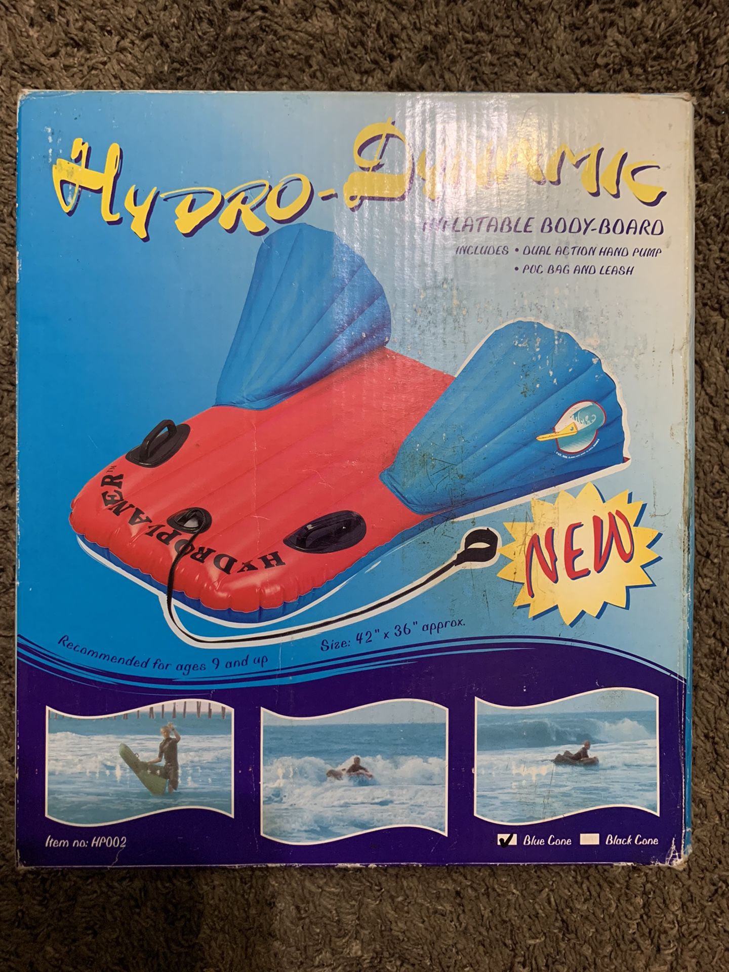 Hydro-dynamic Inflatable Body-board Includes Dual Action Hand Pump And Poc Bag Hand Leash