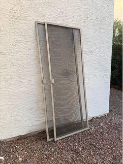 2 Matching Beige Sliding Screen Doors Good Condition