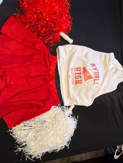 Rydell High Cheerleading Costume Set with Pom Poms