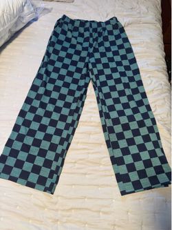 Green & dark navy Checkered Lounge Pants w/ Pockets – Size Large
