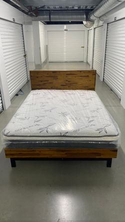 Queen bed frame with mattress