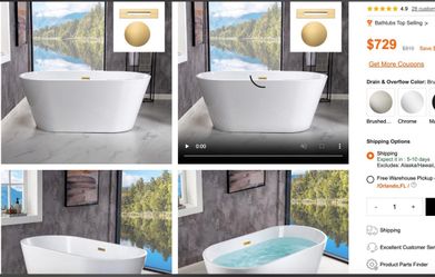 WOODBRIDGE 54" Acrylic Freestanding Bathtub Contemporary Soaking Tub