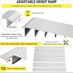 Door Threshold Ramp 5" Rise Door Ramp Aluminum Entry Ramp or Doorways Rated 800 lbs Load Capacity forWheelchair Scooters Power Chairs Walkers Metallic