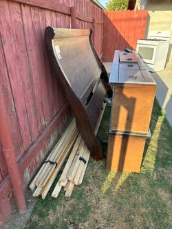 Wood Sleigh Bed Frame with Dresser