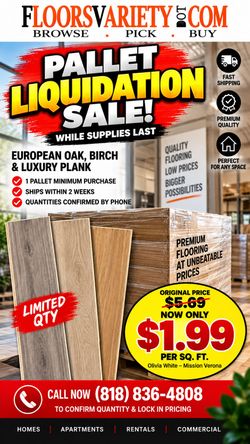 Flooring Liquidation — As Low As $1.99/SF
