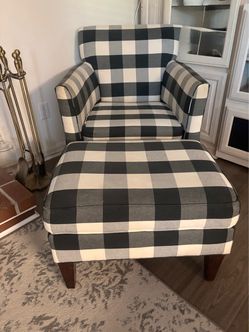 Buffalo Plaid Armchair and Ottoman Set