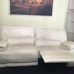White Leather Sofa Recliner