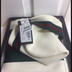Gucci Ivory Web Beanie and Scarf