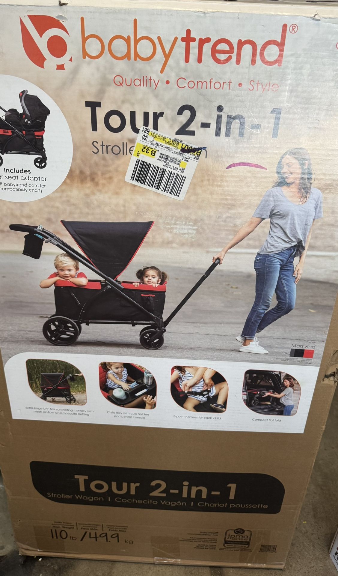 BabyTrend Tour 2-in-1 Stroller Wagon - Mars Red - Red