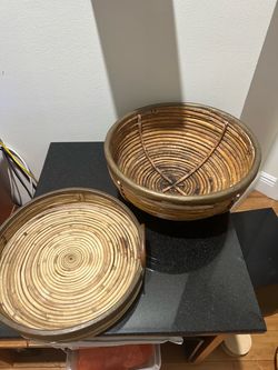 Bamboo and bronze baskets