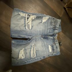 Ripped Denim Shorts