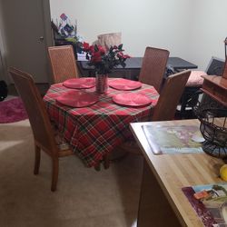 Glass And 4 Chair Table Set For Sale.