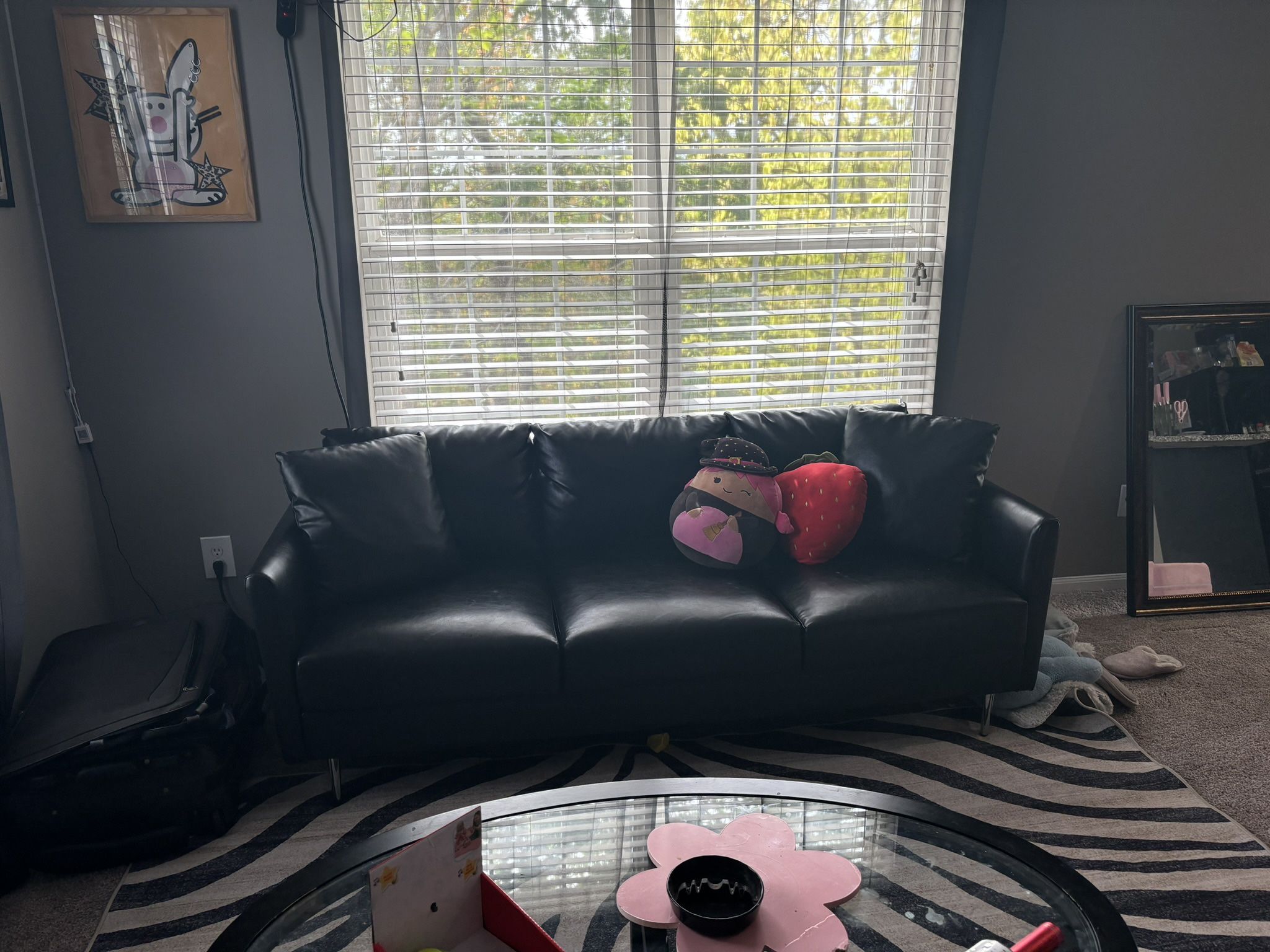 Black Faux Leather Sofa