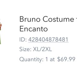 Halloween Encanto Bruno Costume Adult XL/2XL