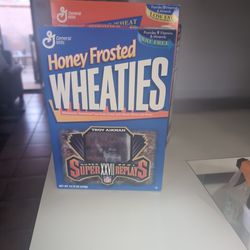 Box Of Honey Frosted Wheaties Cereal With Troy Aikman Hologram Card On Front
