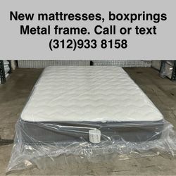 New Mattresses, Boxprings & Metal Frame. All Sizes Available. Excellent Quality Low Prices. Twin At $99. Hablamos Espanol.