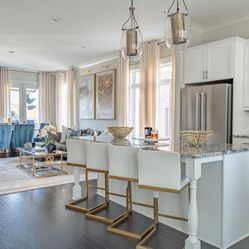 TOV White & Brass Counter Stools (4)