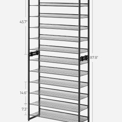 Shoe Rack, 12-Tier Shoe Organizer, Metal Shoe Storage for Garage, Entryway, Set of 2 6-Tier Stackable Shoe Shelf, with Adjustable Flat or Angled Shelv
