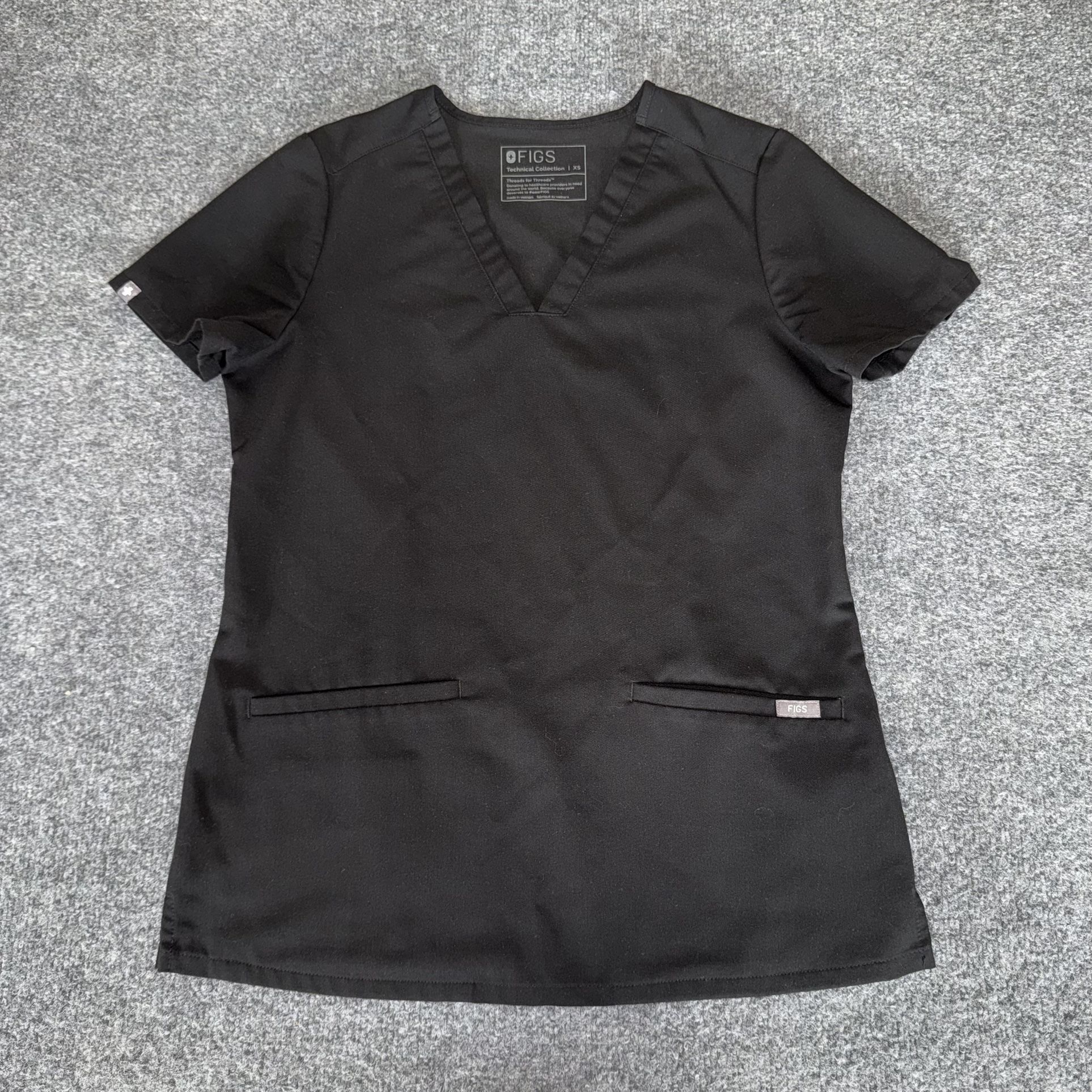FIGS Casma Scrub Top Shirt Womens XS Black Medical Uniform Nursing Dental Clinic
