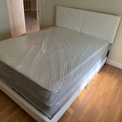 NEW QUEEN SIZE BED FRAME WITH MATTRESS AND BOXSPRING SET CAMA QUEEN NUEVA 