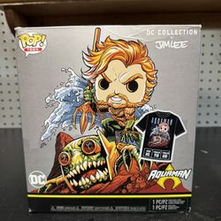 Funko Pop! Tees DC Aquaman Jim Lee Vinyl Figurine & T-Shirt Set XL