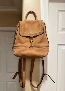 Tan Leather Backpack with Gold Hardware