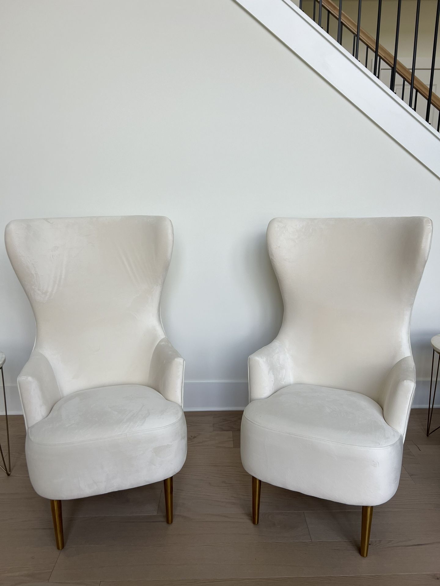 Wingback Cream Velvet Chairs