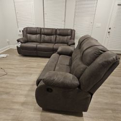 Faux Leather Manuel Reclining Sofa & LoveSeat Set