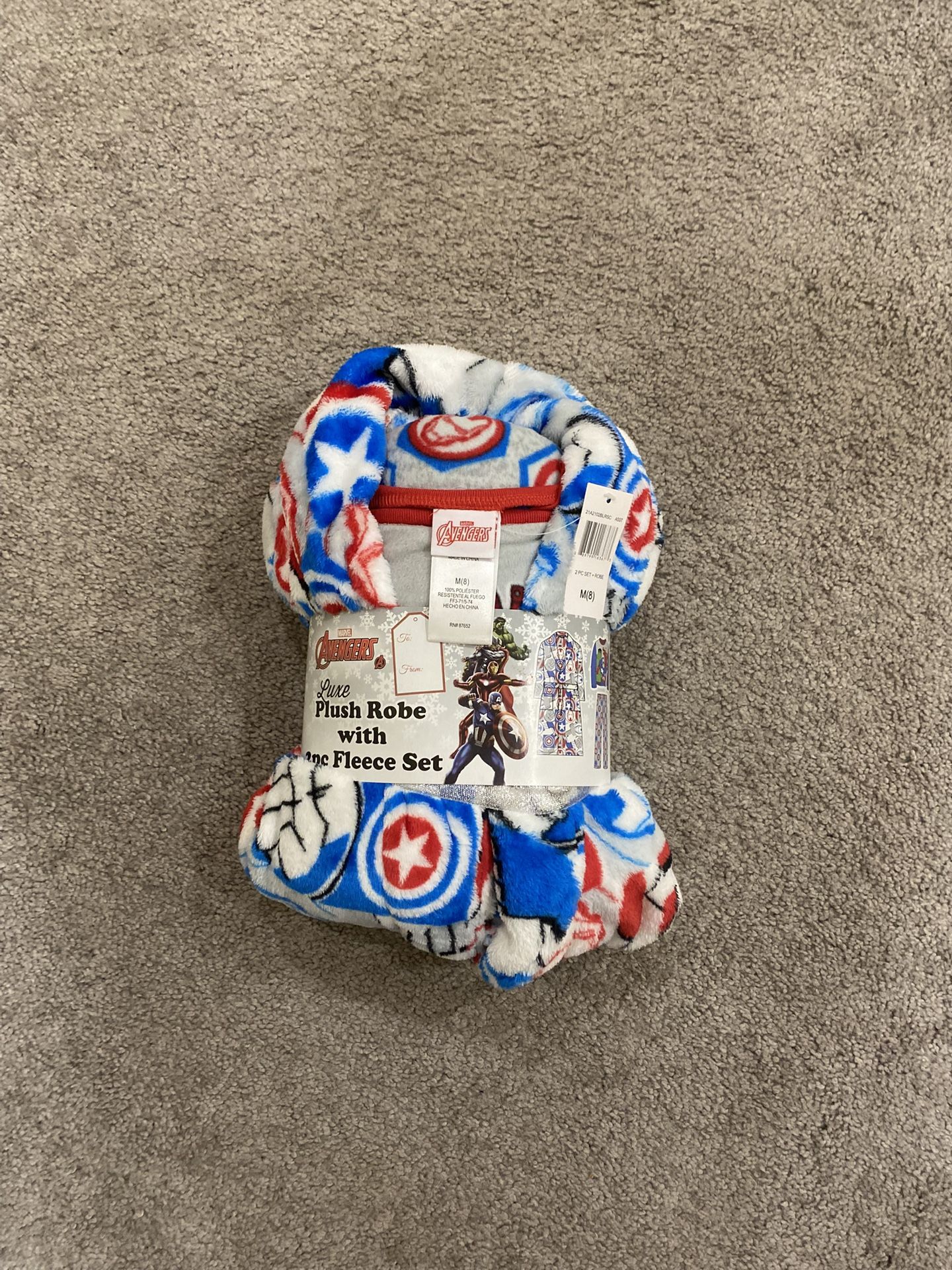 Boys Avengers Fleece Robe and 2pc Pjs Set size 8 NWT
