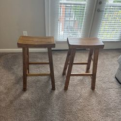 2 Wooden Bar Stools 