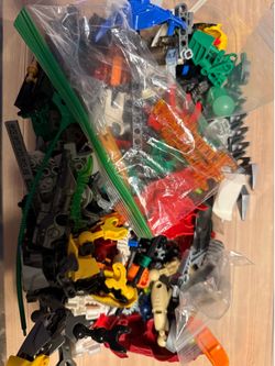 Bin of Lego bionicle parts