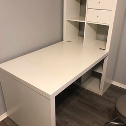 IKEA White Desk With Shelves And Drawers
