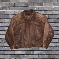 Vintage 90s Heavyweight Adventure Bound Leather Jacket 