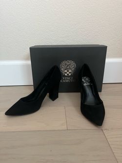 Vince Camuto Black Suede Block Heel Pumps (Size 7.5)