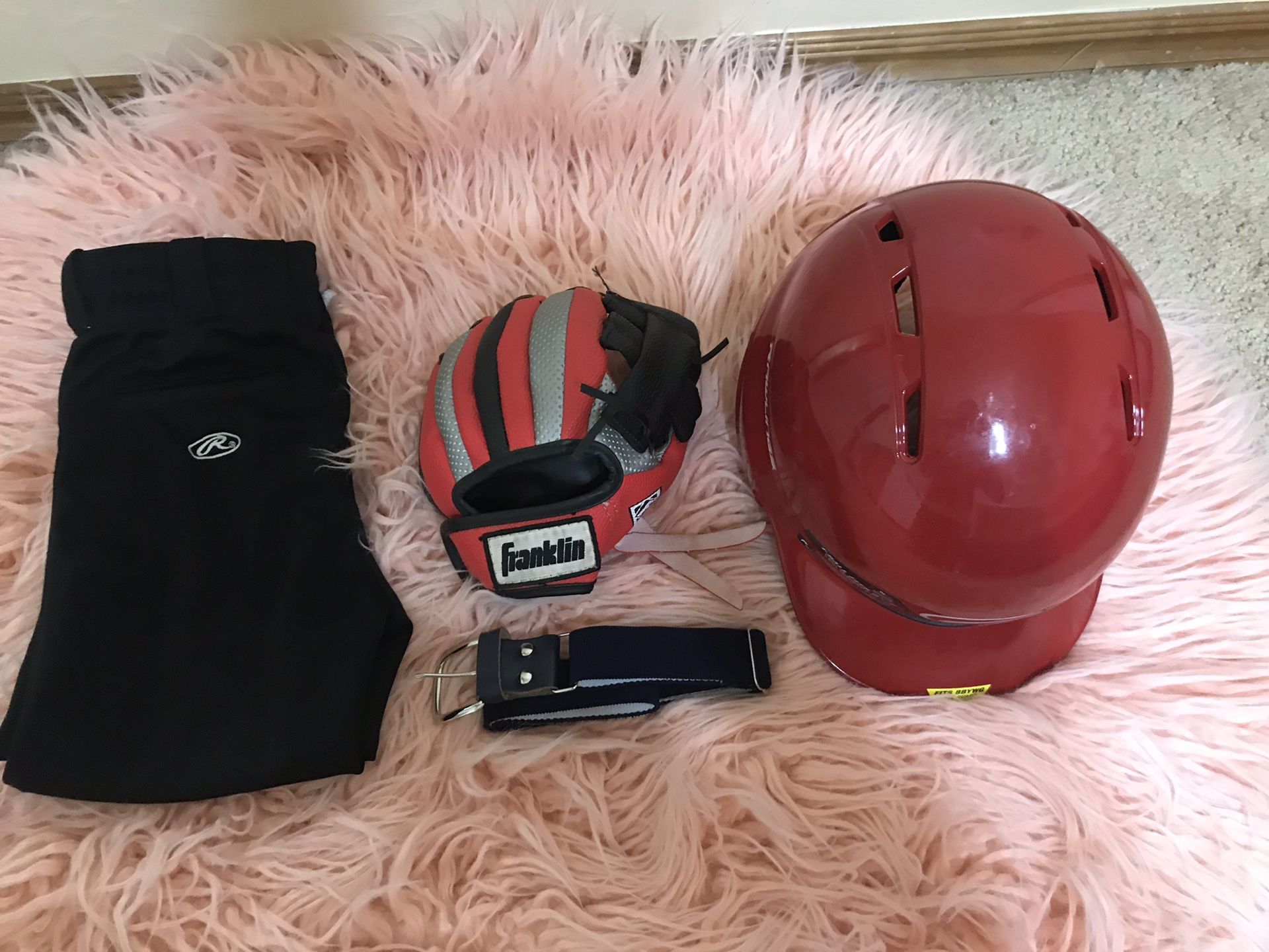 Youth Baseball Batting Helmet and baseball pants ,glove and belt