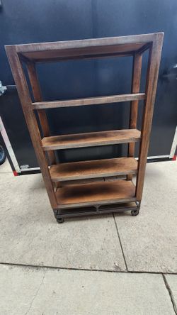 Industrial Wood and Metal Rolling shelf