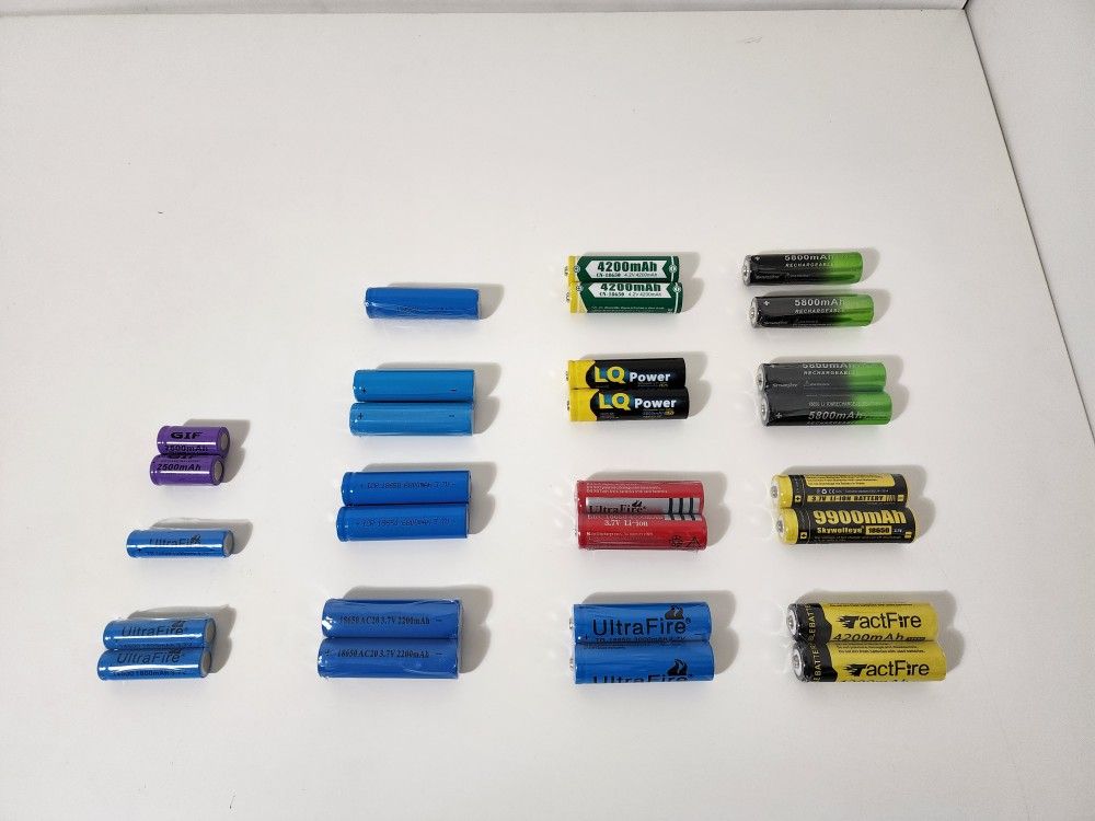TactFire, Skywolfeye, Ultrafire,  LQ Power, CN, AC20, ICR & GIF Rechargeable Batteries 
