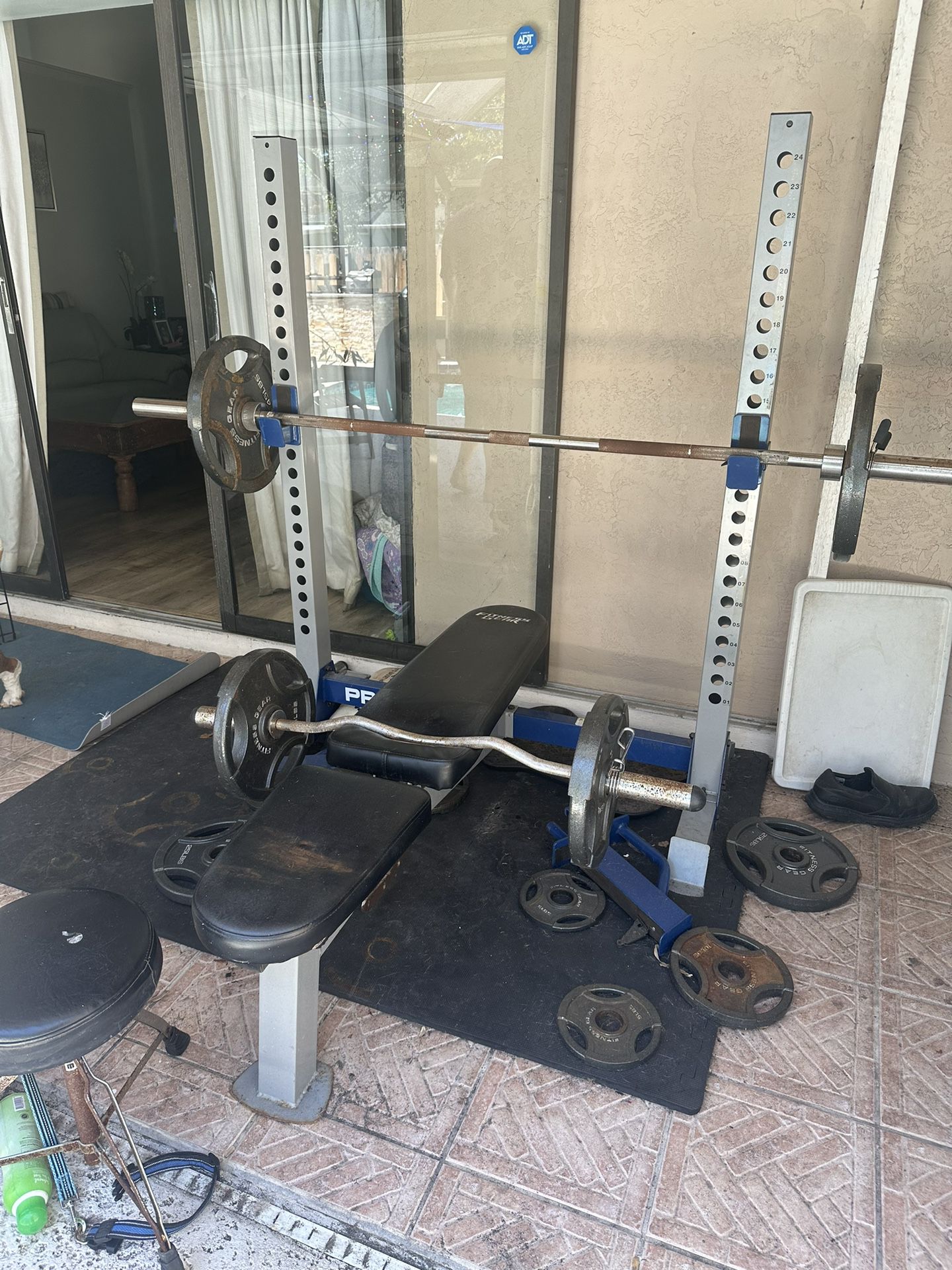 Weight set (bench, barbell, plates, & more)