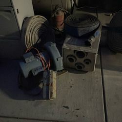 Vintage Heavy Duty Industrial Water Pump With Hoses.