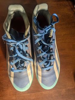Size 7 Addidas Navy Blue High-Top Sneakers with Mint Sole