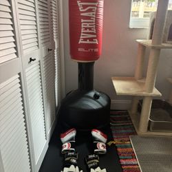 Everlast Elite Adjustable Punching Bag with MMA Gloves, Boxing Gloves, and Mitts