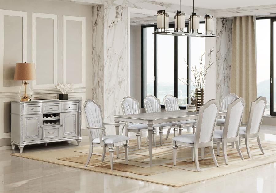 New Evangeline 6 Piece Dining Set With Extension Leaf Dinning Table With 8 Side Chairs On Sale Now Don't Miss