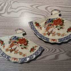 Home Decor Ceramic Japanese Hand Fan Bowl Antique 