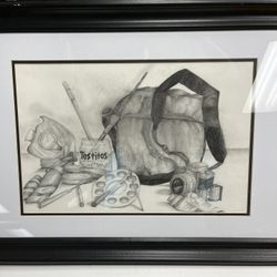 Framed Kyle Lamar 2003 Student Pencil Drawing
