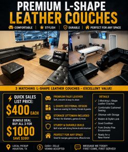 🛋️🔥 PREMIUM L-SHAPE LEATHER SECTIONAL COUCHES – MODERN • COMFORTABLE • EXCELLENT CONDITION 🔥🛋️