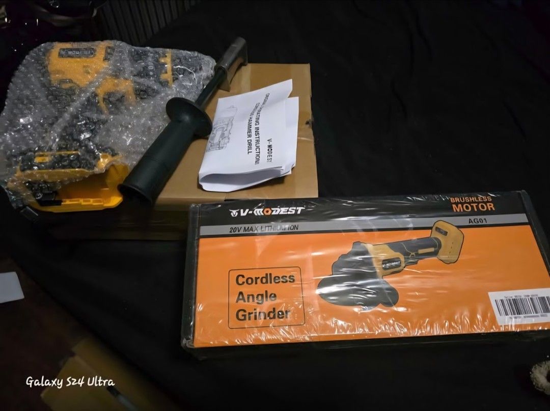 Drill and cordless angle grinder