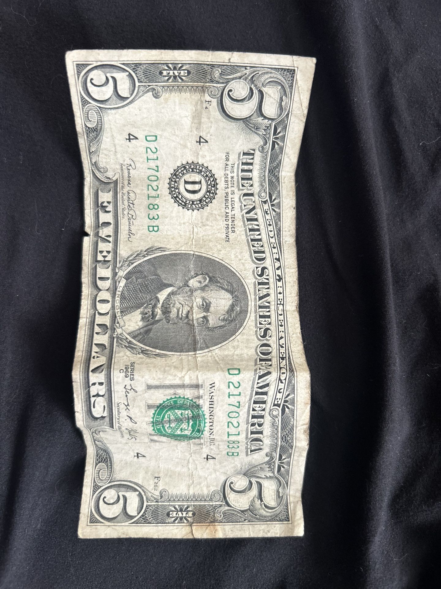 5$ Bill Serie 1969 C 
