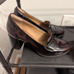 Clarks Loafer Heel Pumps Burgandy Work Shoes 
