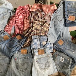 Vintage lot of USA Levi’s 501 denim, jacket, etc…